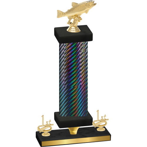 Premium Single Black Carbon Fiber First Place Fishing Trophy