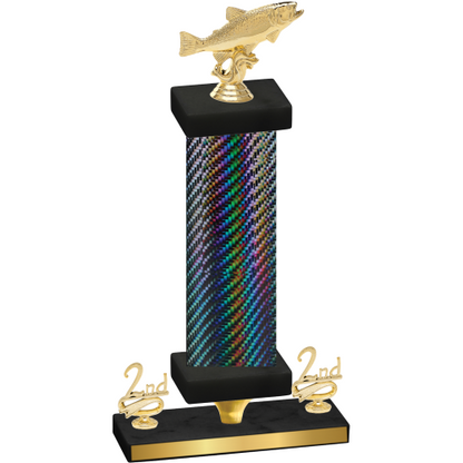 Premium Single Black Carbon Fiber Second Place Fishing Trophy