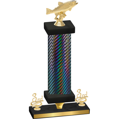 Premium Single Black Carbon Fiber Third Place Fishing Trophy