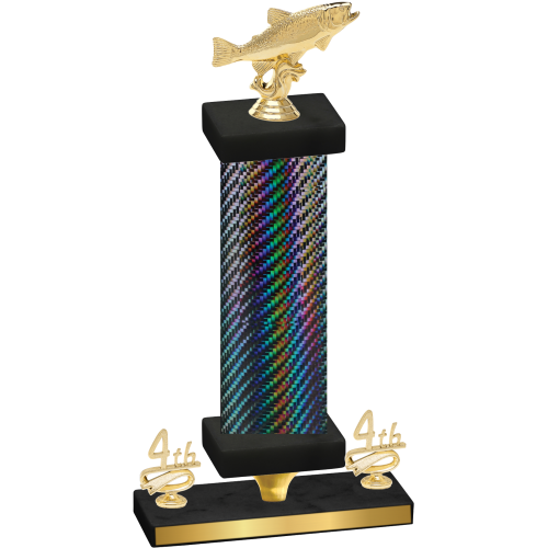 Premium Single Black Carbon Fiber Fourth Place Fishing Trophy