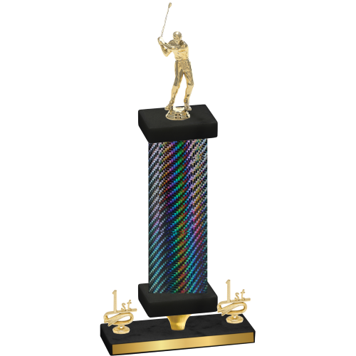 Premium Single Black Carbon Fiber First Place Golf Trophy