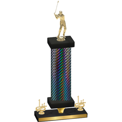 Premium Single Black Carbon Fiber First Place Golf Trophy