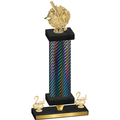 Premium Single Black Carbon Fiber Second Place Baseball Trophy