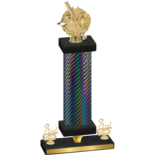 Premium Single Black Carbon Fiber Third Place Baseball Trophy