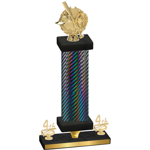 Premium Single Black Carbon Fiber Fourth Place Baseball Trophy