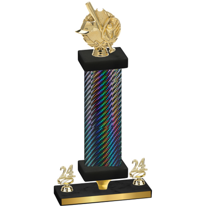 Premium Single Black Carbon Fiber Year Baseball Trophy