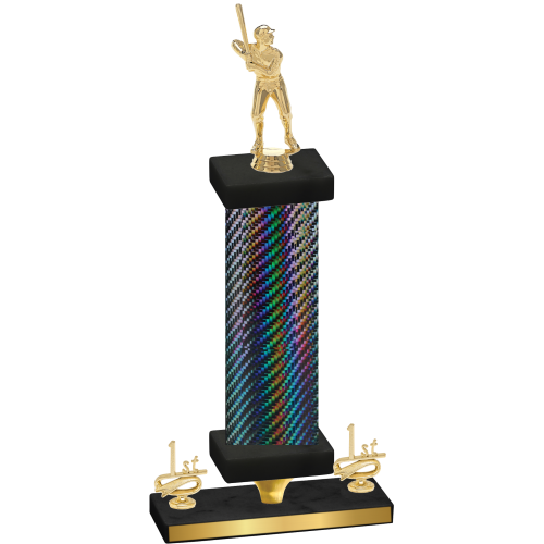 Premium Single Black Carbon Fiber First Place Baseball Trophy
