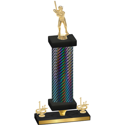 Premium Single Black Carbon Fiber First Place Baseball Trophy