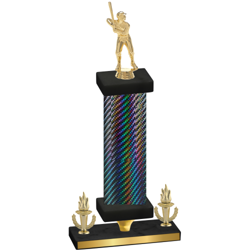 Premium Single Black Carbon Fiber Victory Baseball Trophy