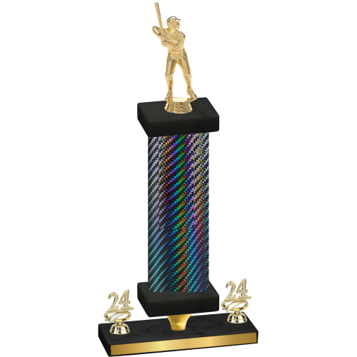 Premium Single Black Carbon Fiber Year Baseball Trophy