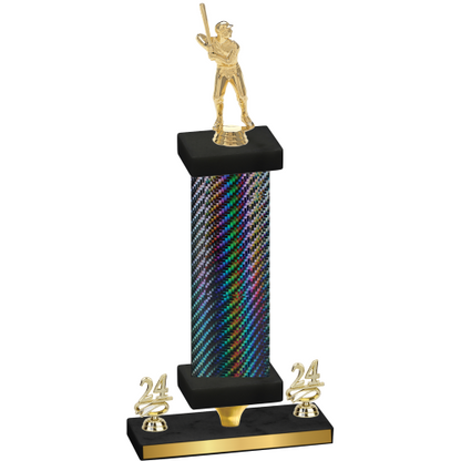 Premium Single Black Carbon Fiber Year Baseball Trophy