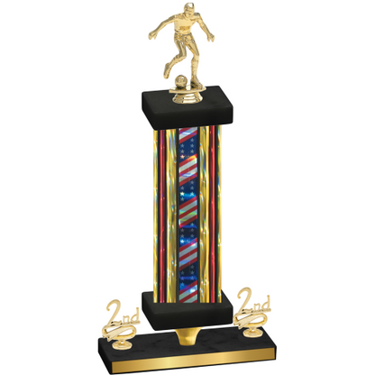 Premium Single Flag USA Second Place Soccer Trophy