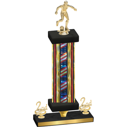 Premium Single Flag USA Second Place Soccer Trophy