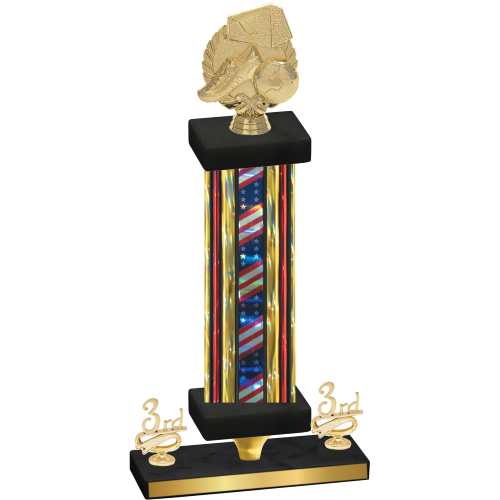Premium Single Flag USA Third Place Soccer Trophy