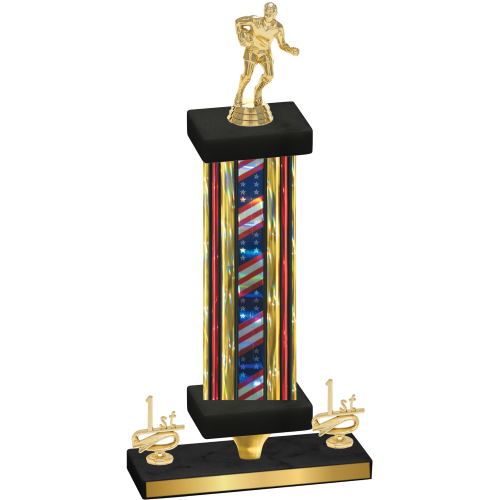 Premium Single Flag USA First Place Rugby Trophy