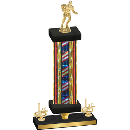Premium Single Flag USA First Place Rugby Trophy