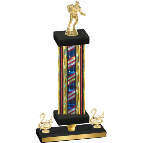 Premium Single Flag USA Second Place Rugby Trophy