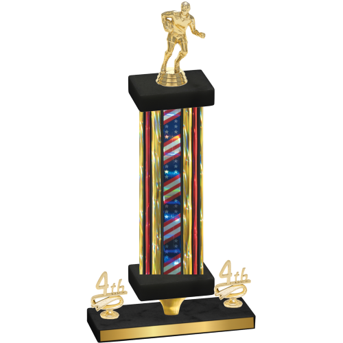 Premium Single Flag USA Fourth Place Rugby Trophy
