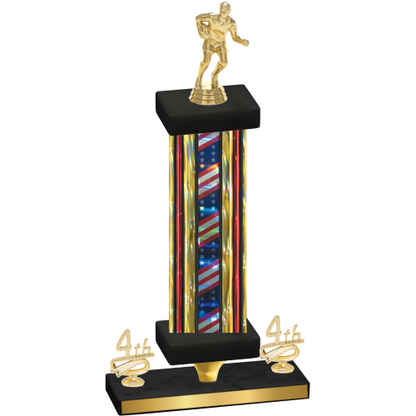 Premium Single Flag USA Fourth Place Rugby Trophy