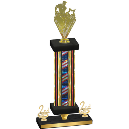 Premium Single Flag USA Second Place Rugby Trophy