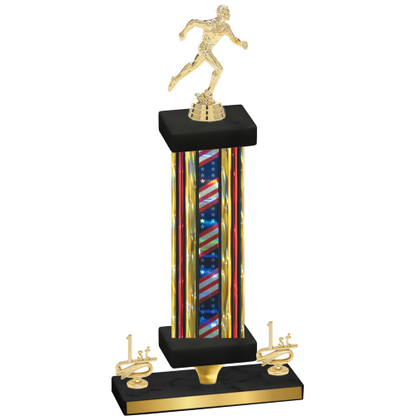 Premium Single Flag USA First Place Running Trophy