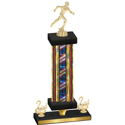 Premium Single Flag USA Second Place Running Trophy