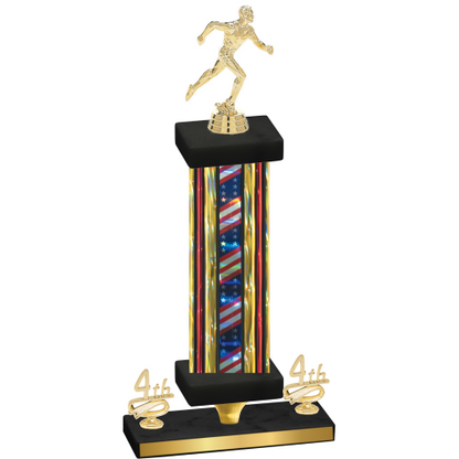 Premium Single Flag USA Fourth Place Running Trophy