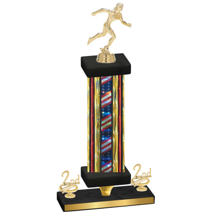 Premium Single Flag USA Second Place Running Trophy
