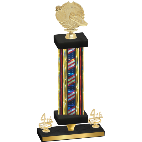 Premium Single Flag USA Fourth Place Running Trophy
