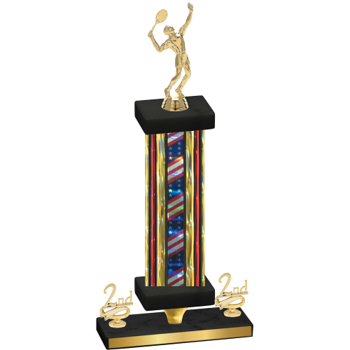 Premium Single Flag USA Second Place Tennis Trophy