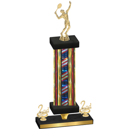 Premium Single Flag USA Second Place Tennis Trophy