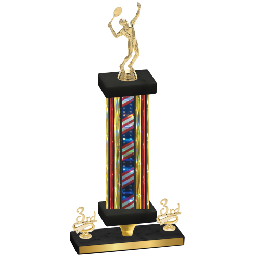 Premium Single Flag USA Third Place Tennis Trophy