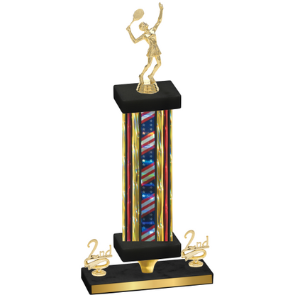 Premium Single Flag USA Second Place Tennis Trophy