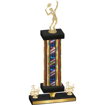 Premium Single Flag USA Third Place Tennis Trophy