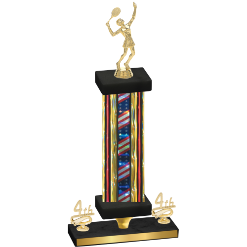Premium Single Flag USA Fourth Place Tennis Trophy
