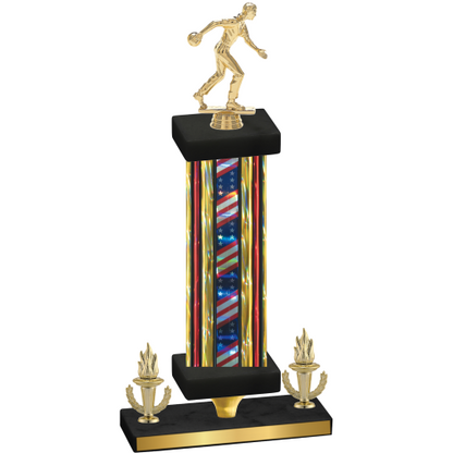Premium Single Flag USA Victory Bowling Trophy