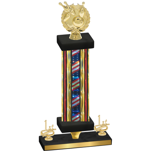 Premium Single Flag USA First Place Bowling Trophy