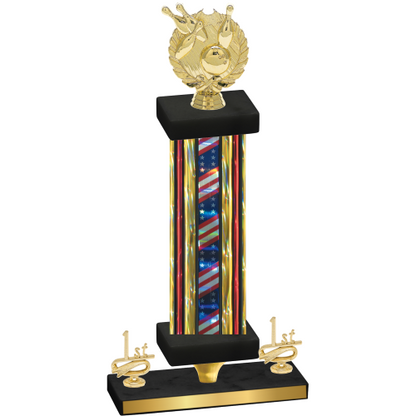 Premium Single Flag USA First Place Bowling Trophy