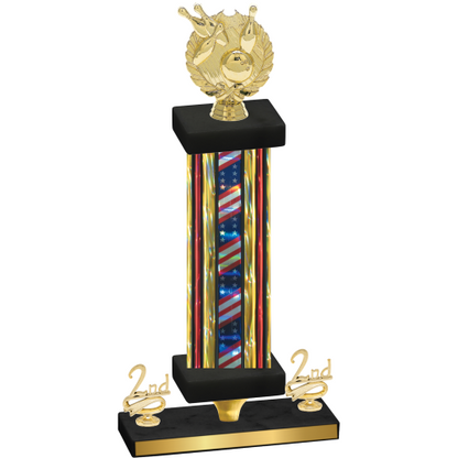 Premium Single Flag USA Second Place Bowling Trophy