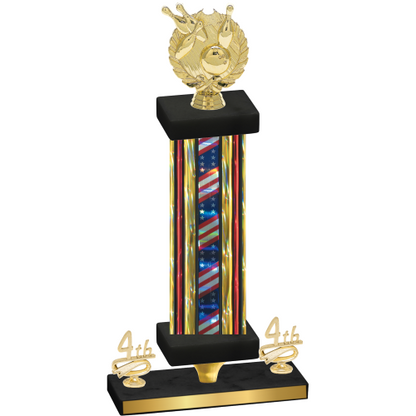 Premium Single Flag USA Fourth Place Bowling Trophy