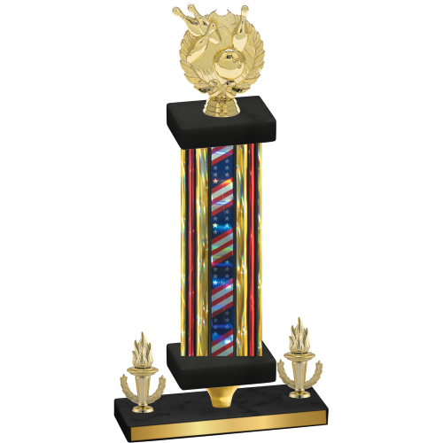 Premium Single Flag USA Victory Bowling Trophy