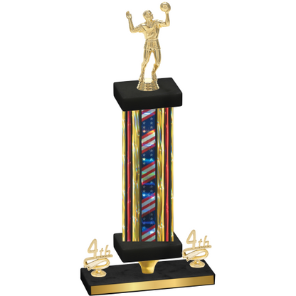 Premium Single Flag USA Fourth Place Volleyball Trophy