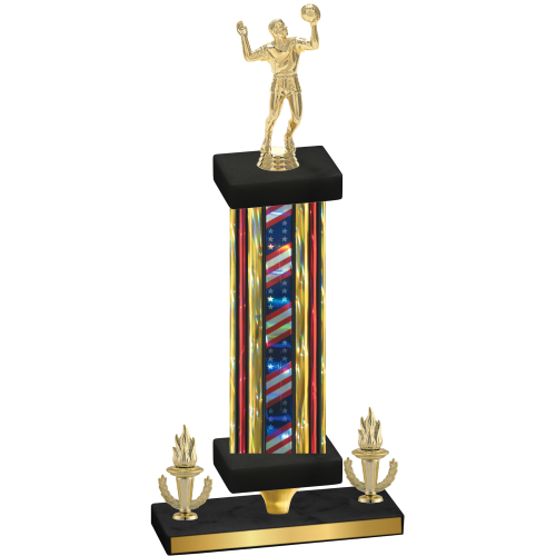Premium Single Flag USA Victory Volleyball Trophy