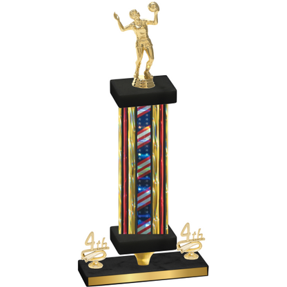 Premium Single Flag USA Fourth Place Volleyball Trophy