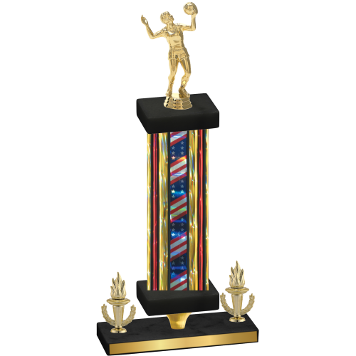 Premium Single Flag USA Victory Volleyball Trophy