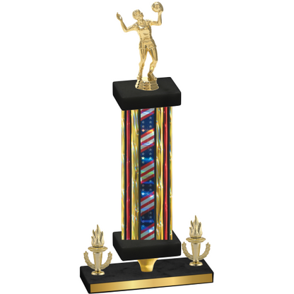 Premium Single Flag USA Victory Volleyball Trophy