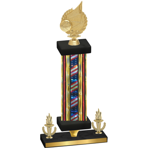 Premium Single Flag USA Victory Volleyball Trophy