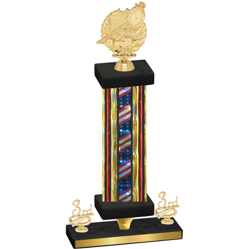 Premium Single Flag USA Third Place Swimming Trophy