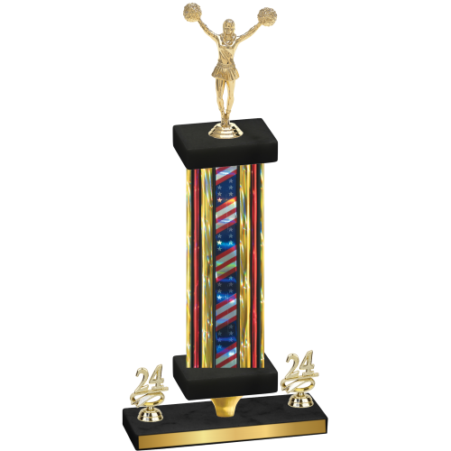 Premium Single Flag USA Year Cheerleading Trophy