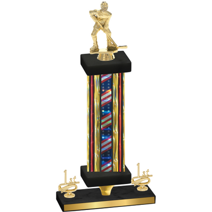 Premium Single Flag USA First Place Hockey Trophy